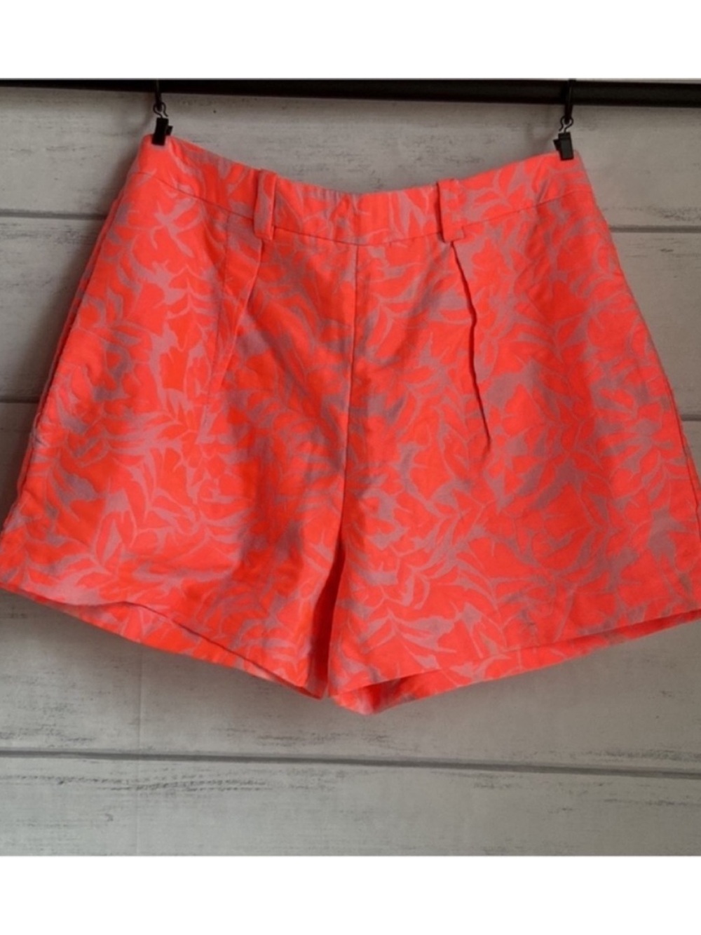 J.Crew Neon Coral  jacquard High waisted Short